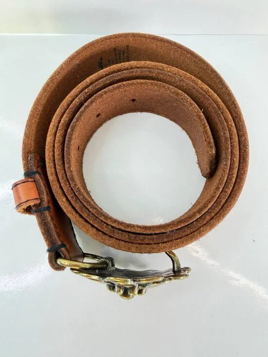 Vintage Genuine Leather Belt with Floral Buckle – Size L/XL - Picture 12 of 12